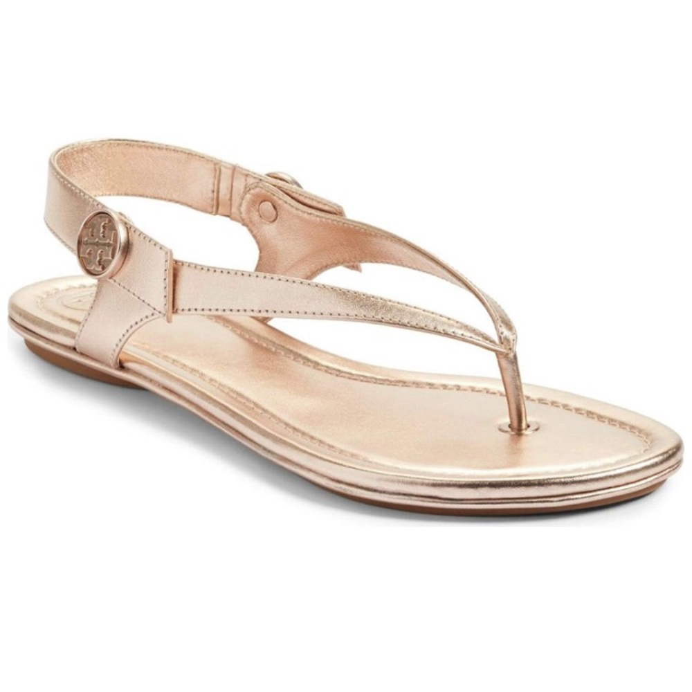Minnie Travel Sandal Metallic Leather Rose Gold